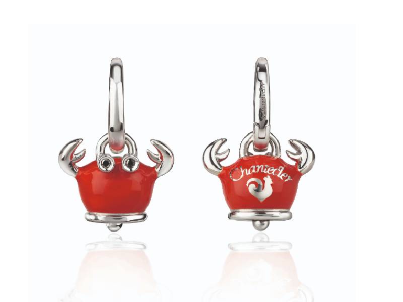 MICRO CRAB EARRINGS IN SILVER, RED ENAMEL AND BLACK DIAMONDS ET VOILA' CHANTECLER 38465